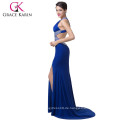 Grace Karin Lange Meerjungfrau Abendkleid Split Side Royal Blue Party Kleider Bodycon Cross Back Backless Frauen Formal Kleider CL6277